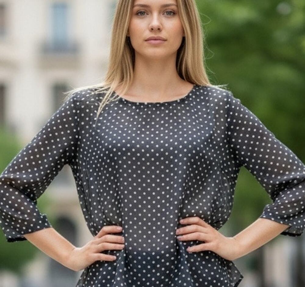 LOFT sheer polka dot blouse